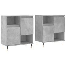 Buffets 2 pcs gris béton bois d'ingénierie