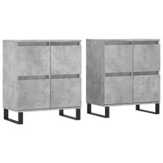 Buffets 2 pcs gris béton bois d'ingénierie