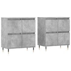 Buffets 2 pcs gris béton bois d'ingénierie