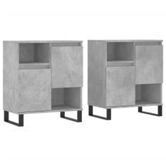 Buffets 2 pcs gris béton bois d'ingénierie