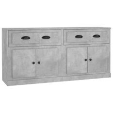 Buffets 2 pcs gris béton bois d'ingénierie