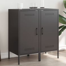 Buffets 2 pcs noir 36x39x79 cm acier laminé à froid