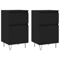 Buffets 2 pcs noir 40x35x70 cm bois d’ingénierie