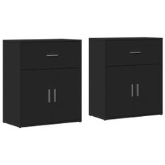 Buffets 2 pcs noir 60x31x70 cm bois d'ingénierie