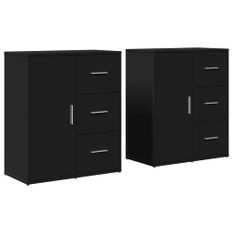 Buffets 2 pcs noir 60x31x70 cm bois d'ingénierie