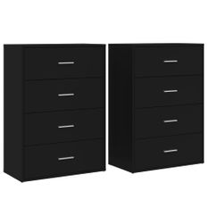 Buffets 2 pcs noir 60x31x84 cm bois d'ingénierie