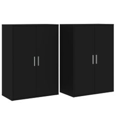 Buffets 2 pcs noir 60x31x84 cm bois d'ingénierie