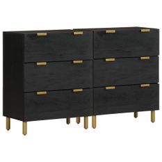 Buffets 2 pcs noir 60x33x75 cm bois d'ingénierie