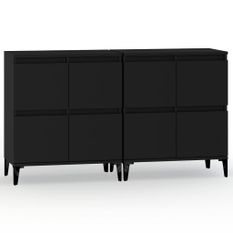 Buffets 2 pcs noir 60x35x70 cm bois d'ingénierie