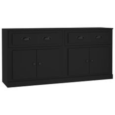 Buffets 2 pcs noir bois d'ingénierie