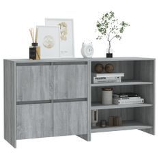 Buffets 2 pcs Sonoma gris Bois d'ingénierie 2