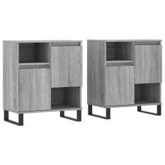 Buffets 2 pcs sonoma gris bois d'ingénierie