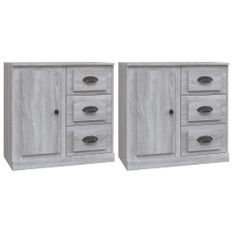 Buffets 2 pcs sonoma gris bois d'ingénierie