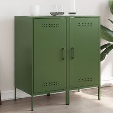Buffets 2 pcs vert olive 36x39x79 cm acier laminé à froid