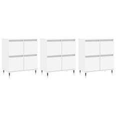 Buffets 3 pcs Blanc Bois d'ingénierie