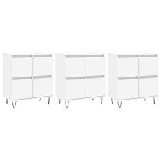 Buffets 3 pcs Blanc Bois d'ingénierie