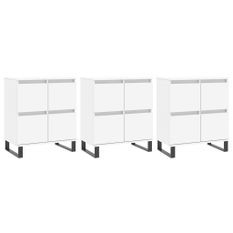 Buffets 3 pcs Blanc Bois d'ingénierie