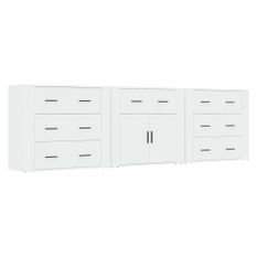 Buffets 3 pcs Blanc Bois d'ingénierie