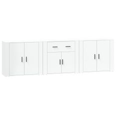 Buffets 3 pcs Blanc Bois d'ingénierie