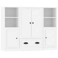 Buffets 3 pcs blanc bois d'ingénierie