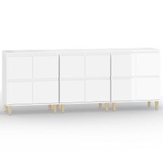 Buffets 3 pcs blanc brillant 60x35x70 cm bois d'ingénierie