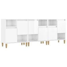 Buffets 3 pcs blanc brillant 60x35x70 cm bois d'ingénierie