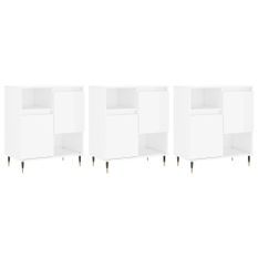 Buffets 3 pcs blanc brillant bois d'ingénierie