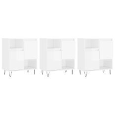 Buffets 3 pcs blanc brillant bois d'ingénierie