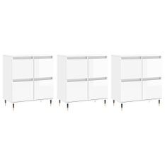 Buffets 3 pcs blanc brillant bois d'ingénierie