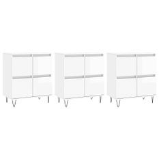 Buffets 3 pcs blanc brillant bois d'ingénierie