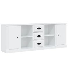 Buffets 3 pcs blanc brillant bois d'ingénierie