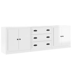 Buffets 3 pcs blanc brillant bois d'ingénierie