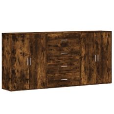 Buffets 3 pcs chêne fumé 60x31x84 cm bois d'ingénierie