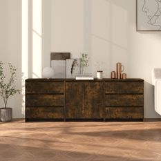 Buffets 3 pcs Chêne fumé Bois d'ingénierie 2