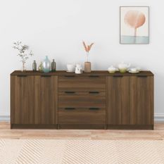 Buffets 3 pcs Chêne marron Bois d'ingénierie 2