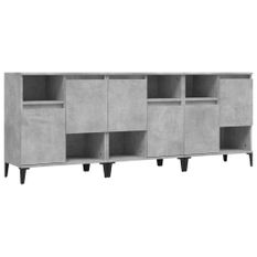 Buffets 3 pcs gris béton 60x35x70 cm bois d'ingénierie