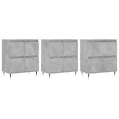 Buffets 3 pcs gris béton bois d'ingénierie