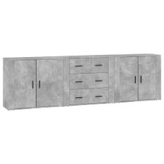 Buffets 3 pcs gris béton bois d'ingénierie