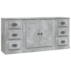 Buffets 3 pcs gris béton bois d'ingénierie