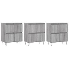 Buffets 3 pcs Sonoma gris Bois d'ingénierie