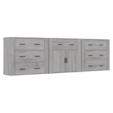 Buffets 3 pcs Sonoma gris Bois d'ingénierie