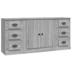 Buffets 3 pcs Sonoma gris Bois d'ingénierie