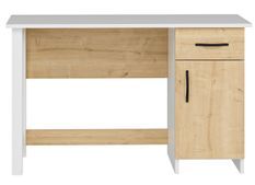 Bureau 1 tiroir 1 porte bois blanc et naturel Klika 120 cm
