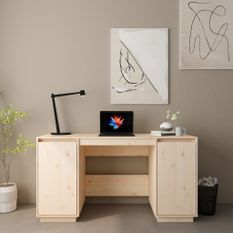 Bureau 140x50x75 cm bois massif de pin