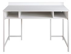 Bureau 3 niches bois blanc avec des pieds en métal blanc Kyliane 119.6 cm