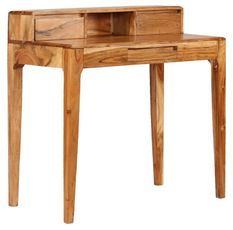 Bureau 3 tiroirs 1 niche acacia massif laqué Catchi