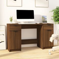 Bureau avec armoire latérale Chêne marron Bois d'ingénierie