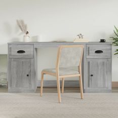 Bureau avec armoire sonoma gris bois d'ingénierie