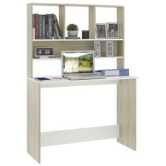 Bureau avec étagères Blanc chêne sonoma 110x45x157 cm