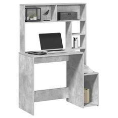 Bureau avec étagères gris béton 100x45x140 cm bois d'ingénierie